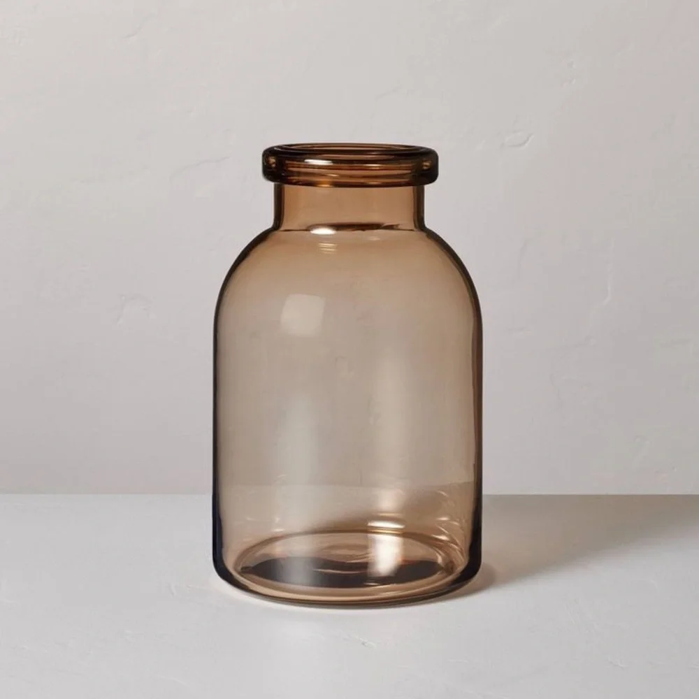 NWT Tinted Brown Glass Jug Vase 12